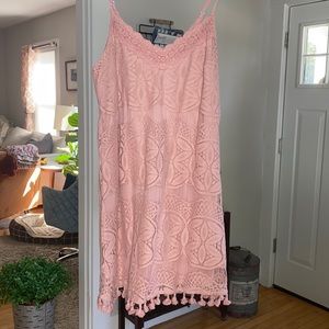 Dusty rose laced spaghetti strapped dress